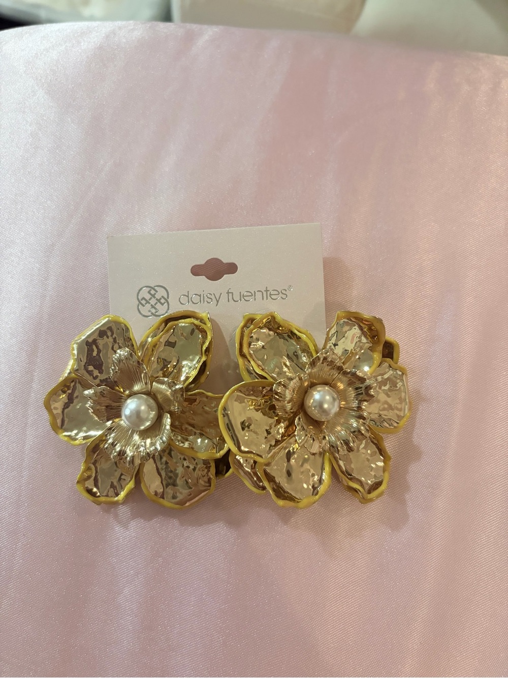 Macy's Gold Flower Pearl Earrings